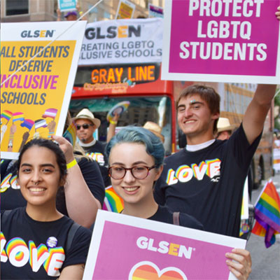 A group of students at the NYC 2017 Pride Parade
